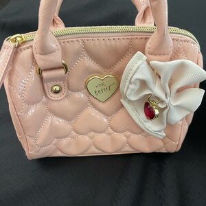 Betsy Johnson Small Pink Quilted Heart Tote